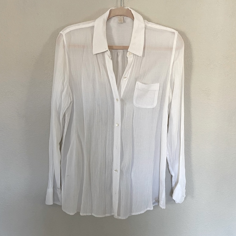 Try Religion gauzy long sleeve white shirt